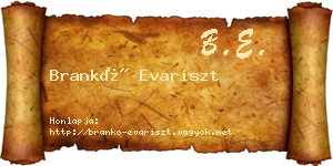 Brankó Evariszt névjegykártya